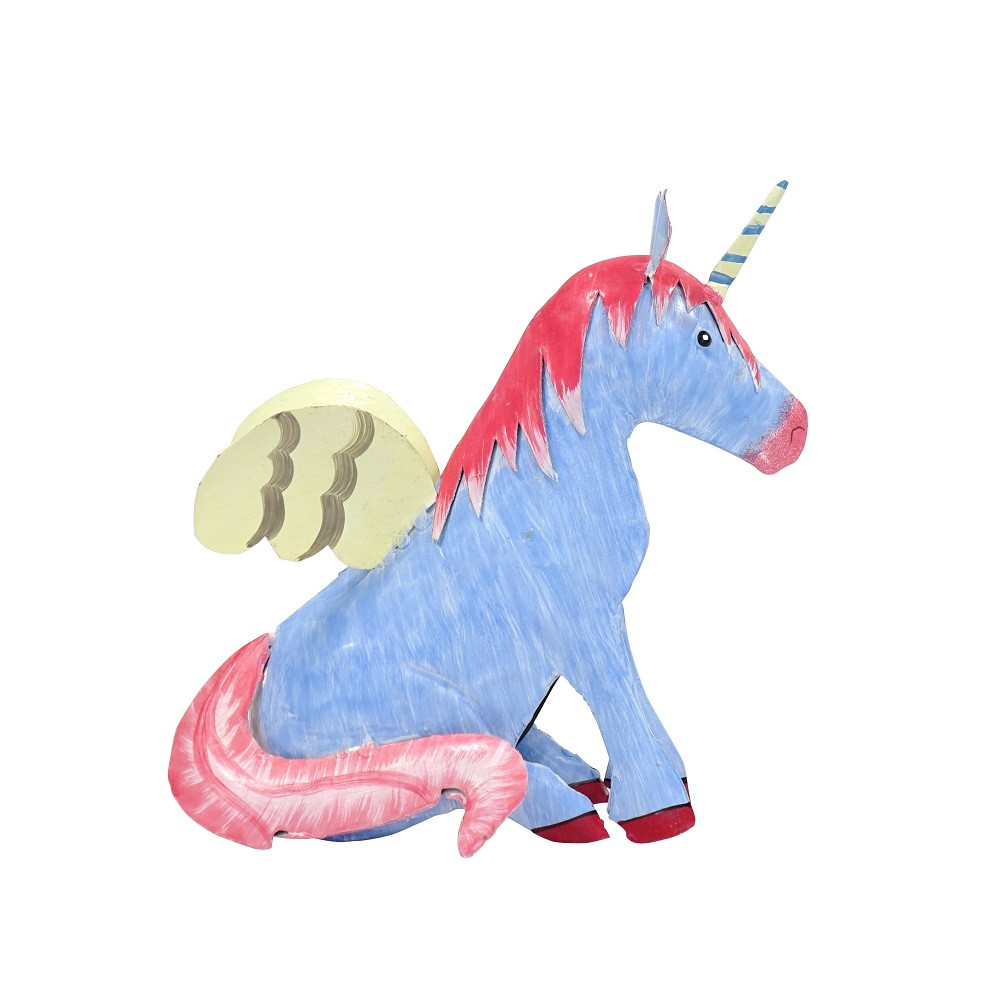Pape Kunstgewerbe Metall Spardose Einhorn blau