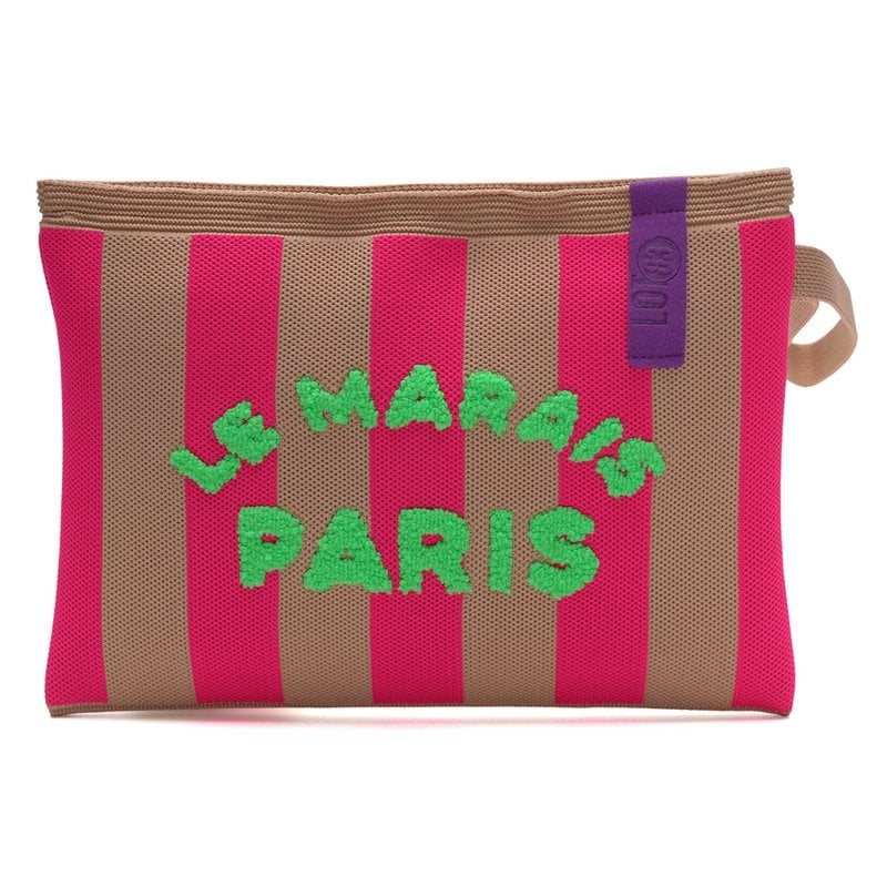 LOT83 Clutch  Rebel Billie Creme Pink mit Schriftzug Paris