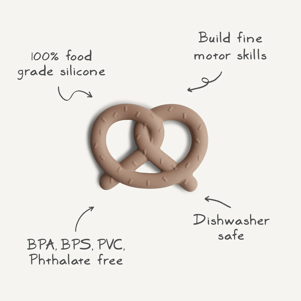 Mushie Teether Pretzel Natural - Breze Zahnungshilfe
