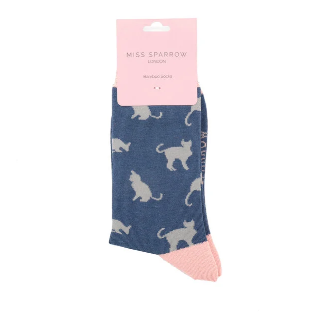 Miss Sparrow Bamboo Socken für Erwachsene - Katzen Muster - One Size (37-41) 