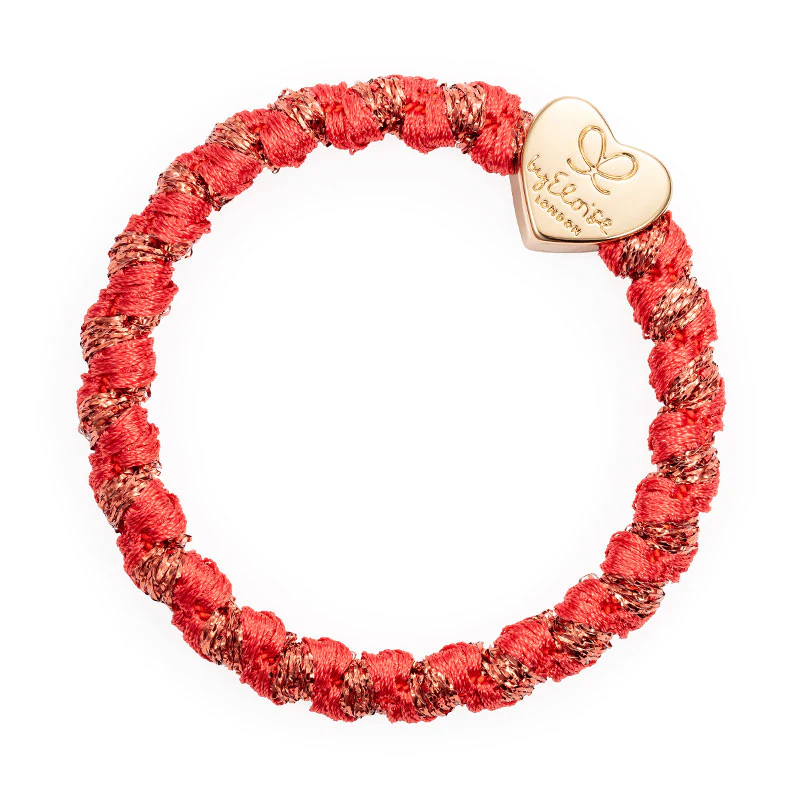 ByEloise Woven Gold Heart Savannah Red - Haargummi   