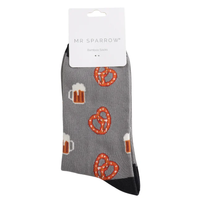 Miss Sparrow Bamboo Socken für Erwachsene - Oktoberfest München Design in Grau - One Size (40-45) 