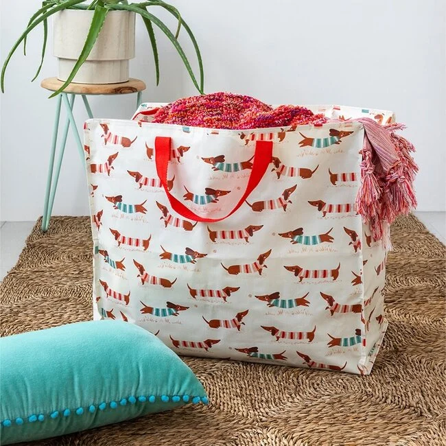 Rex London Retro XXL Riesentasche - Aufbewahrungstasche Motiv Sausage Dog - Dackel