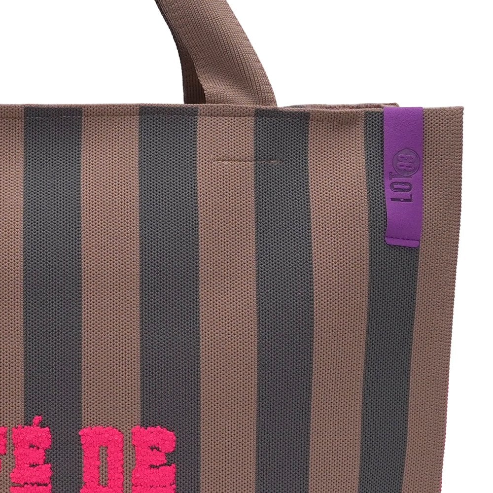 LOT83 Tasche Shopper Lara Paris Creme Dunkelgrau Streifen mit Schriftzug Paris 