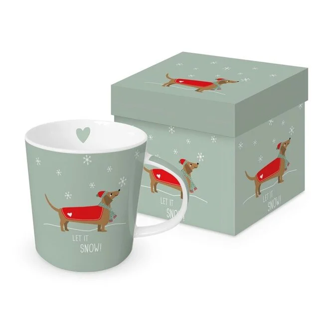 Paperproducts Design Tasse mit Dackel Muster & Geschenkbox