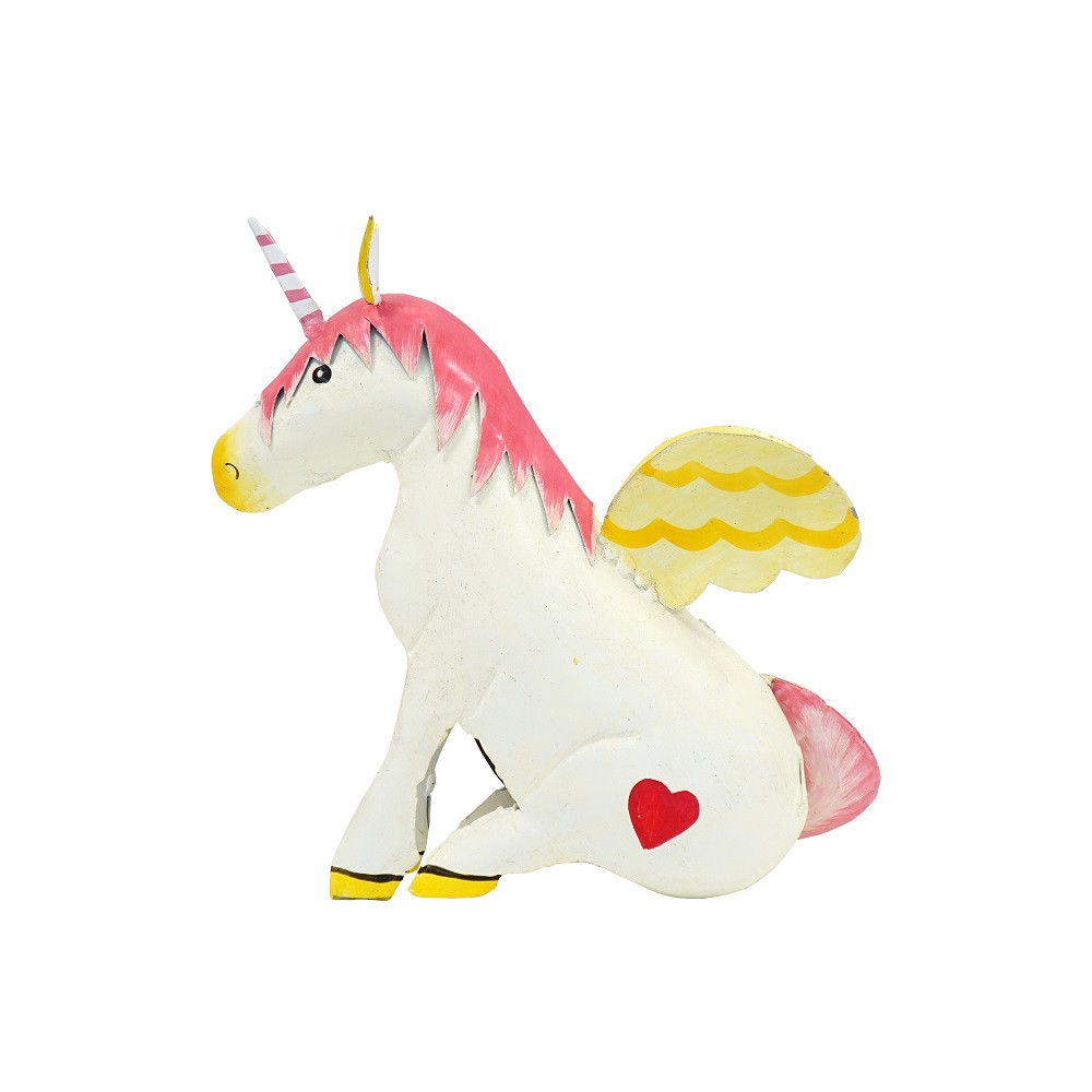 Pape Kunstgewerbe Metall Einhorn Figur creme