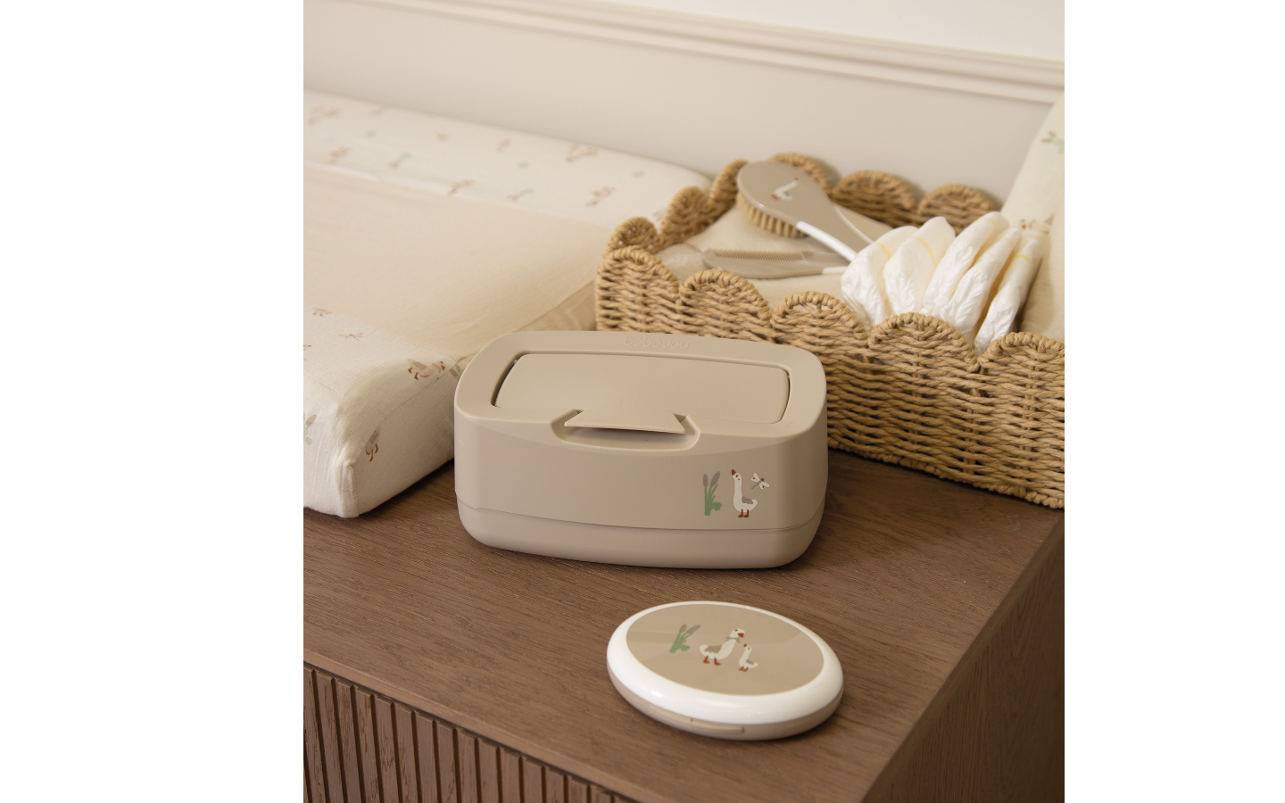 Bebe-Jou Baby Feuchttücherbox Soft Spring Gänse Motiv 