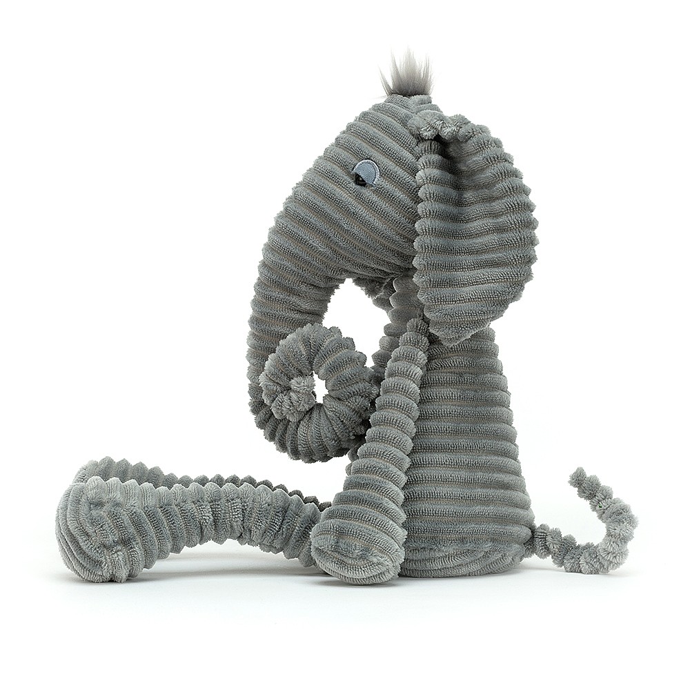 Jellycat Kuscheltier Ribble Elephant - lustiger Elefant aus geripptem Samtstoff in grau 39cm