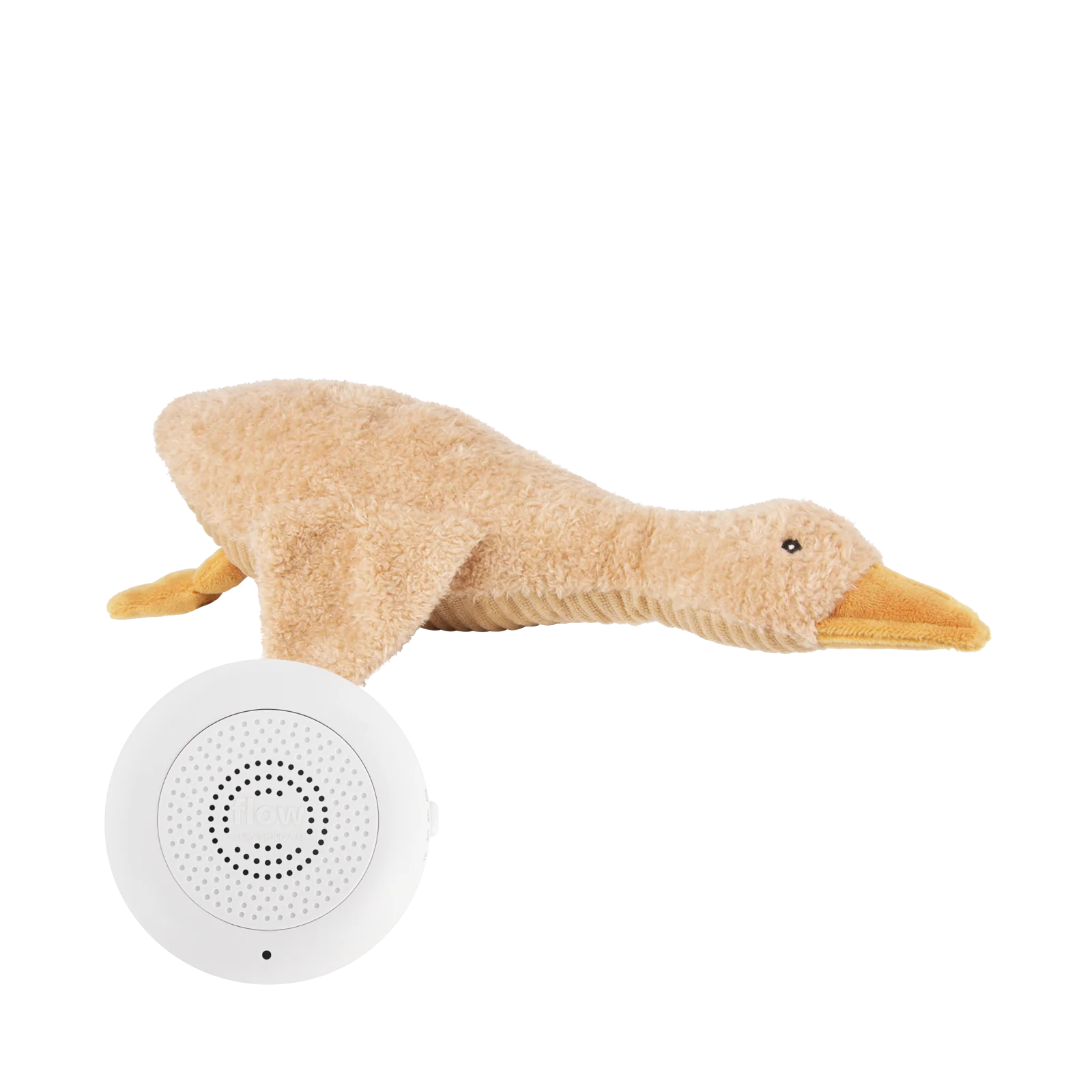 Flow Amsterdam Spieluhr-Kuscheltier Liva Gans Braun – Beruhigendes Einschlaf-Kuscheltier mit Herzschlag- und Klangfunktion in liebevollem Gänse-Design