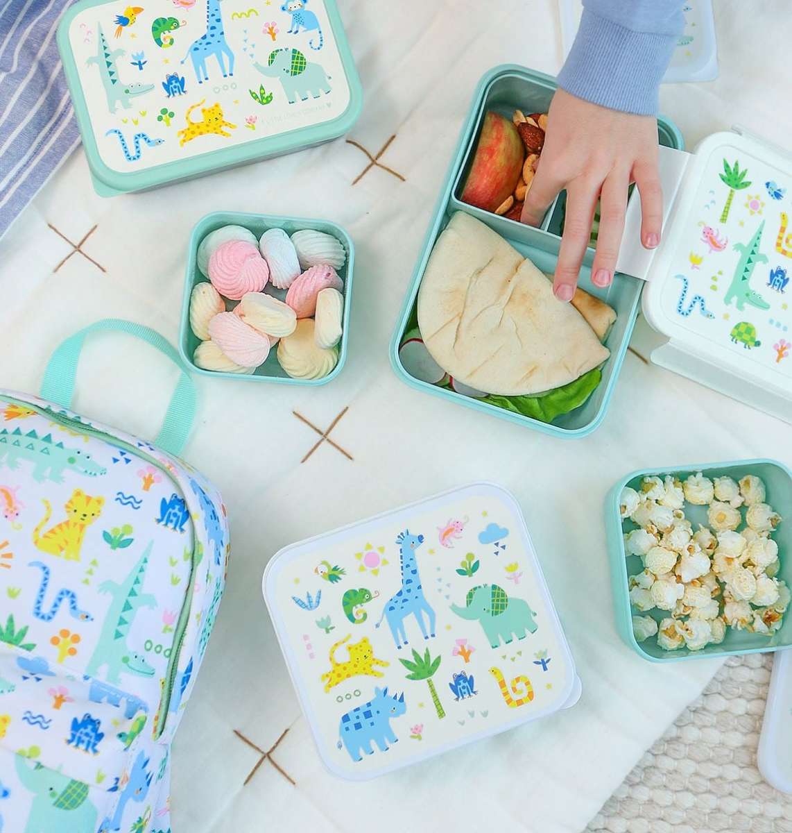 A Little Lovely Company  Brot- und Snackdosen 4er Set Dschungel