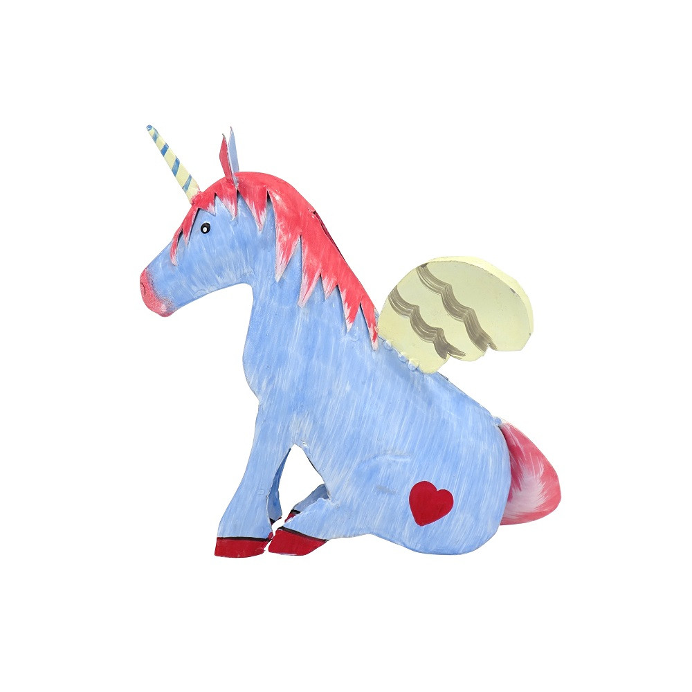 Pape Kunstgewerbe Metall Einhorn Figur blau 