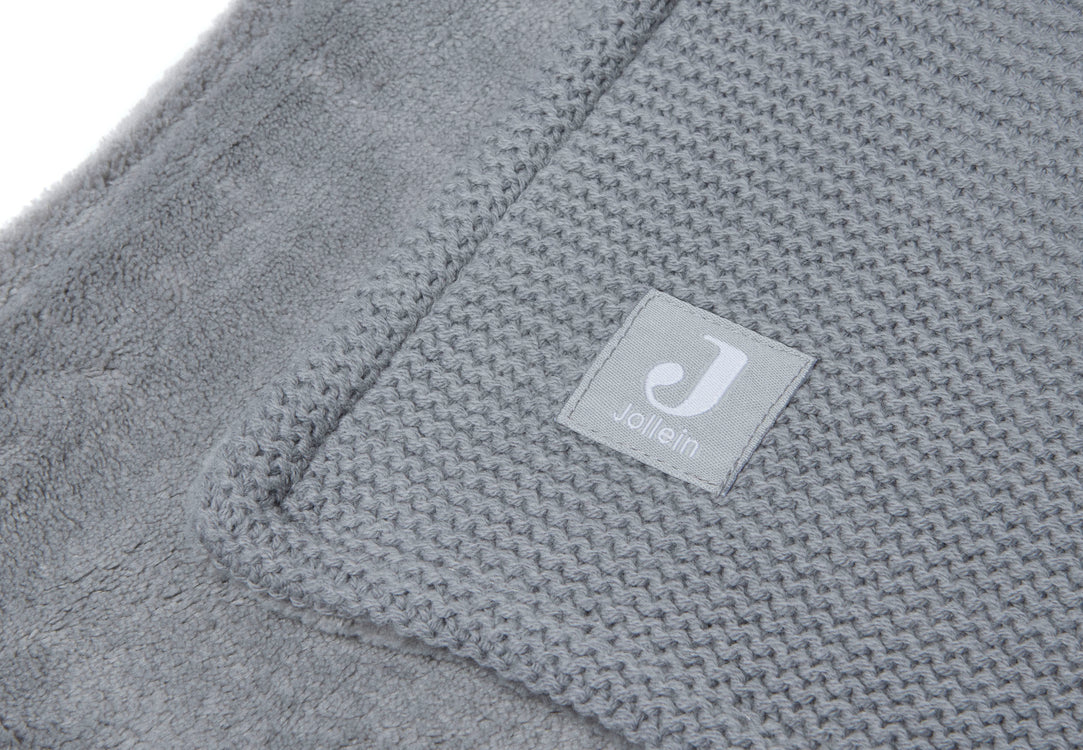 Jollein Babydecke - Decke Wiege 75x100cm Basic Knit Stone Grey/Fleece