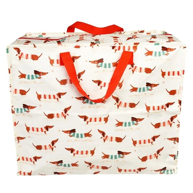 Rex London Retro XXL Riesentasche - Aufbewahrungstasche Motiv Sausage Dog - Dackel
