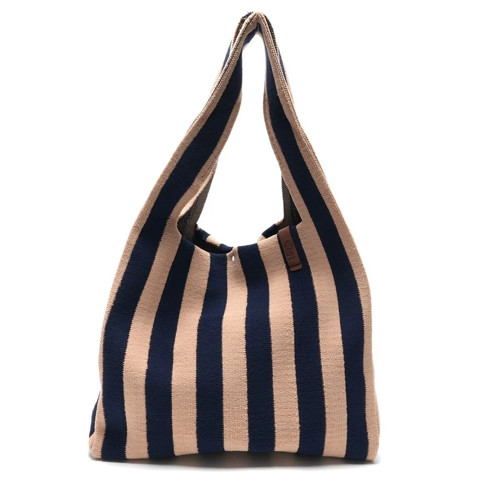 LOT83 Tasche Shopper Lois Beige Blau Streifen