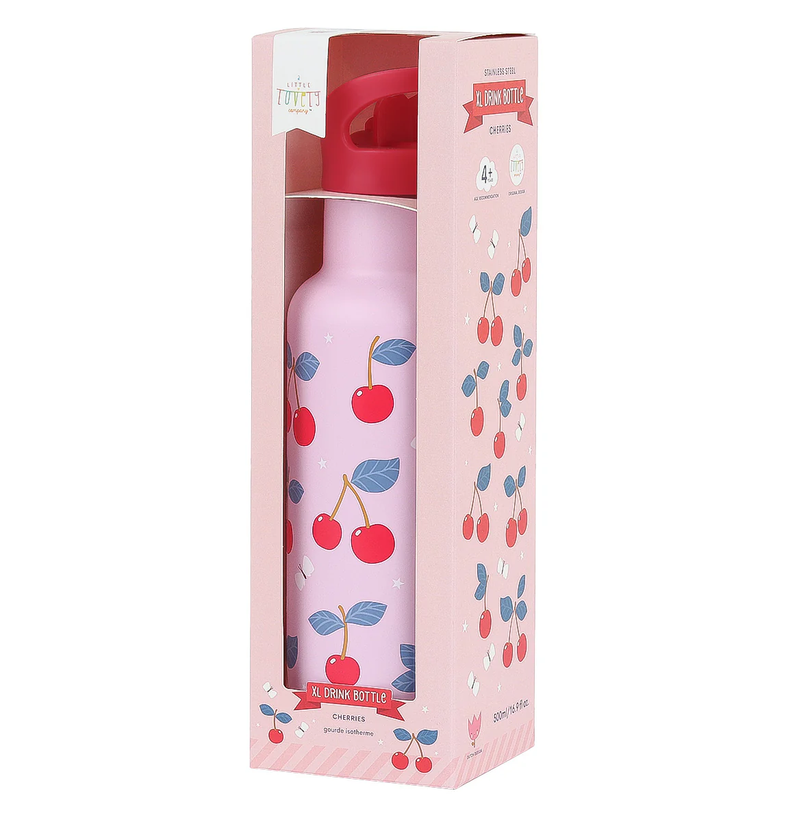 A Little Lovely Company  Edelstahl-Trinkflasche Kirschen 500ml