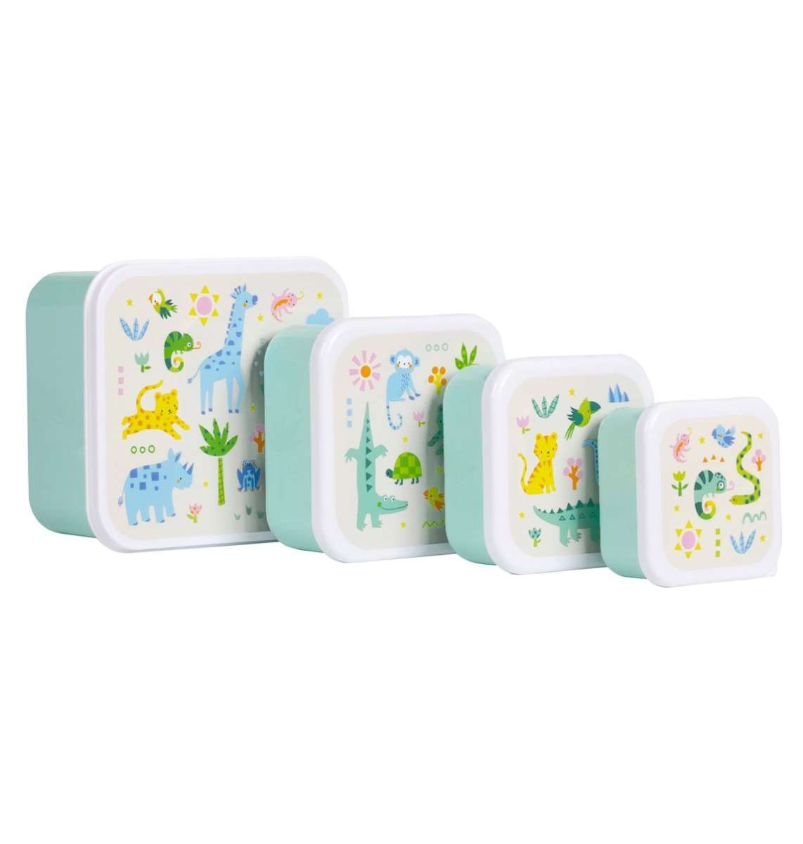 A Little Lovely Company  Brot- und Snackdosen 4er Set Dschungel