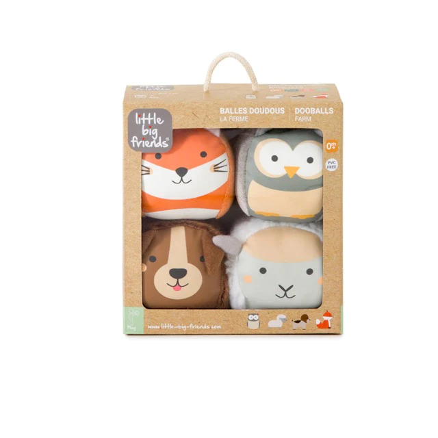 little big friends Sensory Ball Spielzeug für baby, 4er Set. Bauernhof