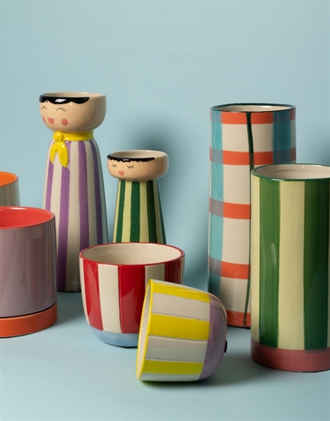 Au Maisson Vase Mrs & Miss Grün Rosa 19x8 cm