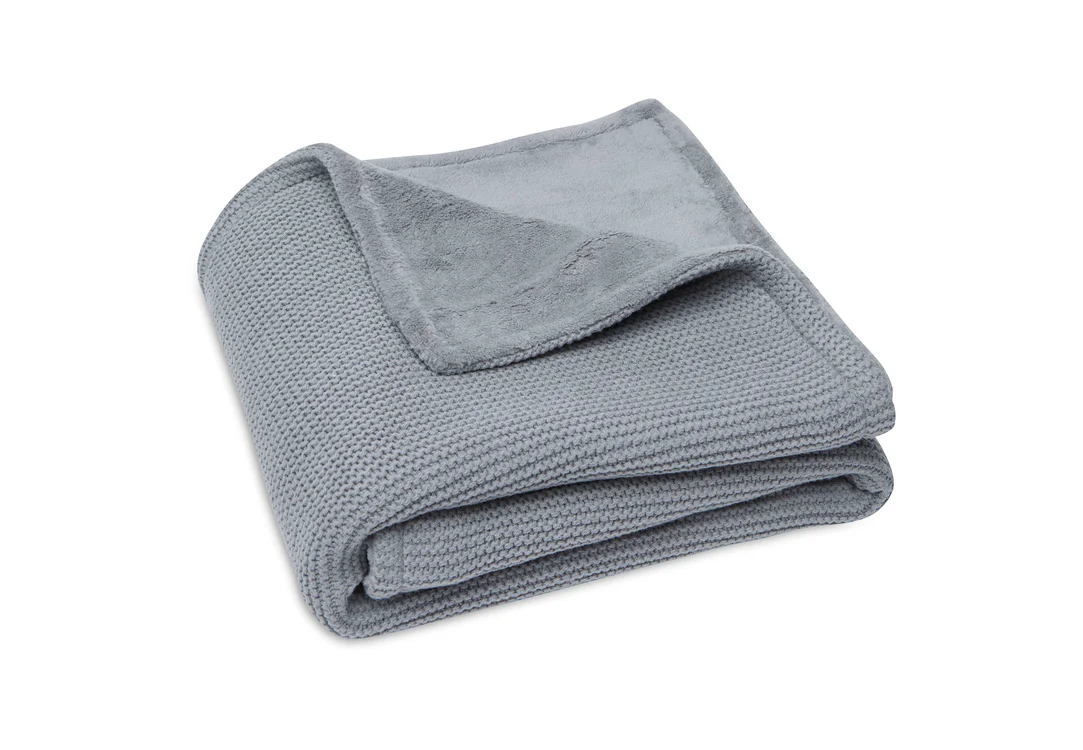 Jollein Babydecke - Decke Wiege 75x100cm Basic Knit Stone Grey/Fleece