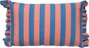 Au Maison Kissenbezug mit Fransen Rosa Blau Streifen 60x30cm 