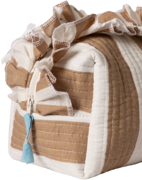 Au Maison Kosmetiktasche gesteppt mit Fransen Creme Sand Streifen