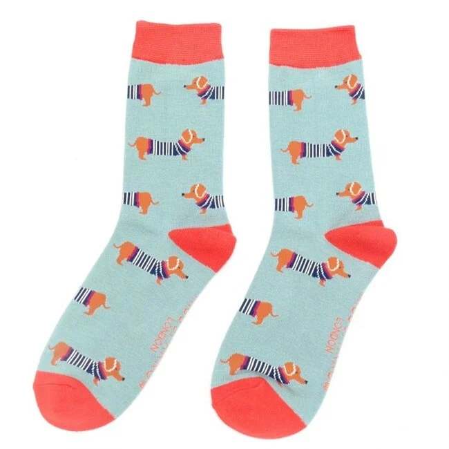 Miss Sparrow Bamboo Socken für Erwachsene - Dackel Muster - One Size (37-41)