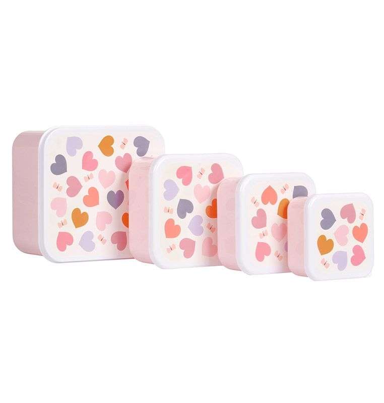 A Little Lovely Company  Brot- und Snackdosen 4er Set Herzen