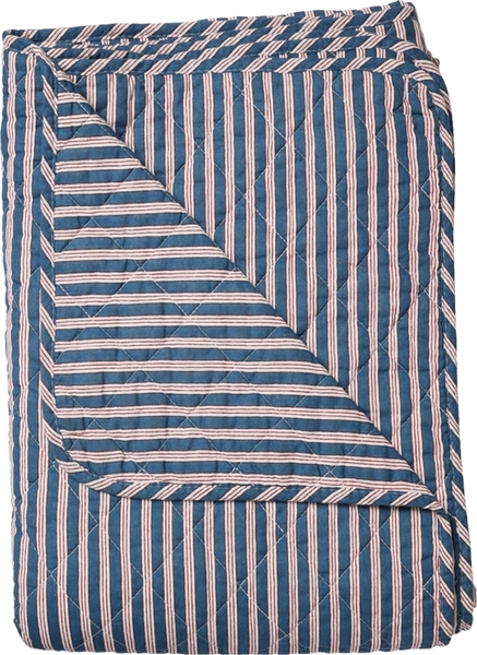 Au Maison Tagesdecke Ethnic Linien Blau Rot gestreift aus Baumwolle 140x180 cm  
