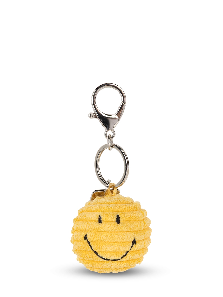 Bon Ton Toys Smiley Keychain in Gelb - Charm - Schlüsselanhänger aus Cord 4,5cm 