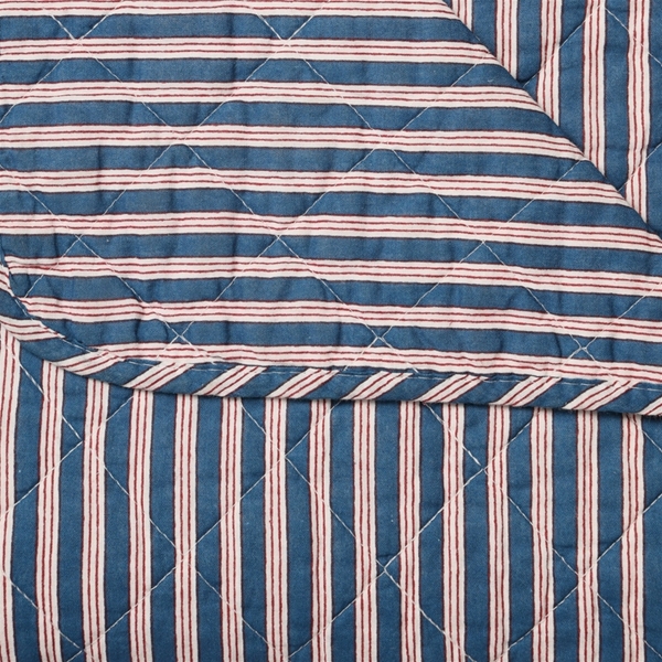 Au Maison Tagesdecke Ethnic Linien Blau Rot gestreift aus Baumwolle 140x180 cm  