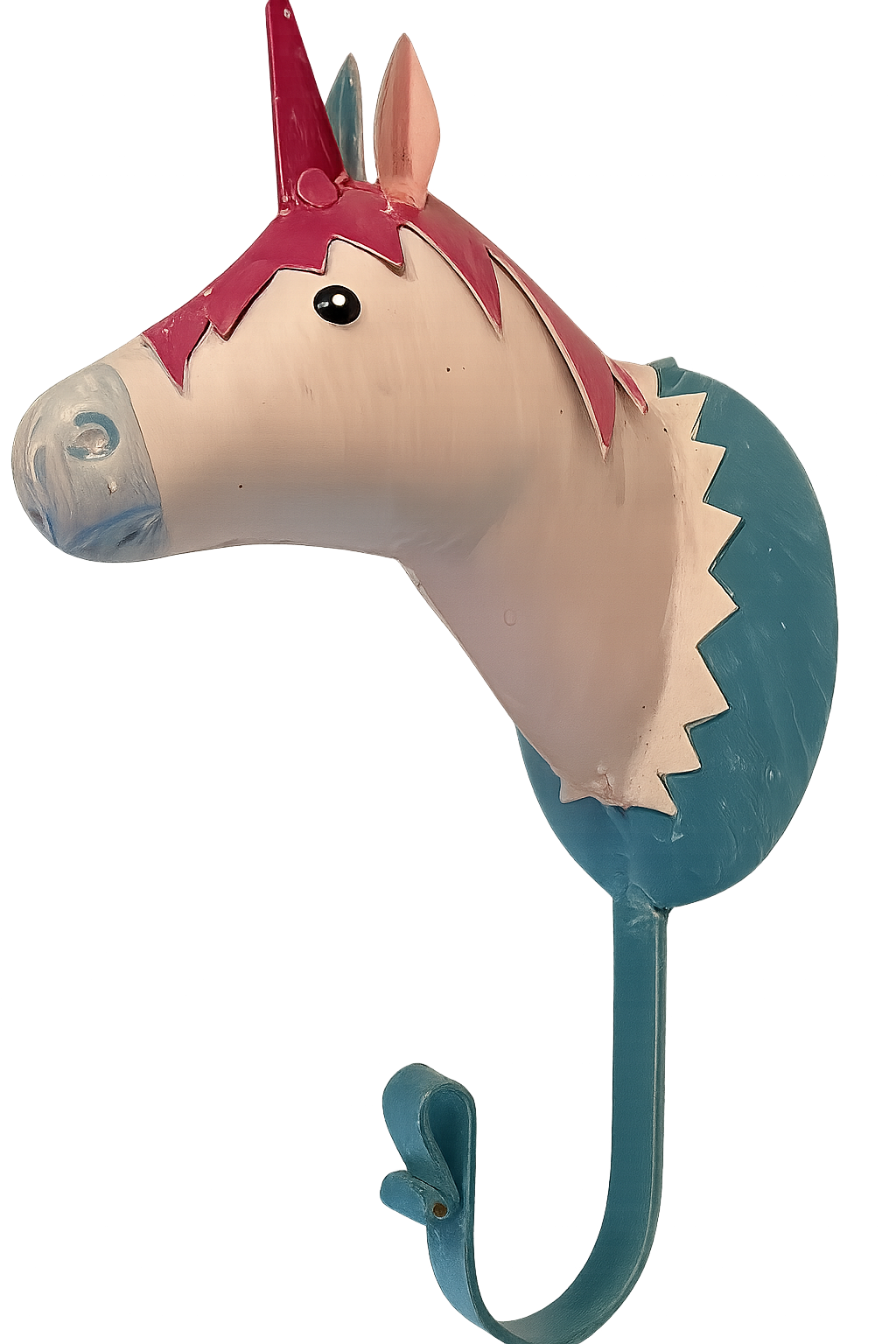 Pape Kunstgewerbe Wandhaken Einhorn Rosa mit blauen Haken  Pape Kunstgewerbe Wandhaken Einhorn Rosa mit blauen Haken