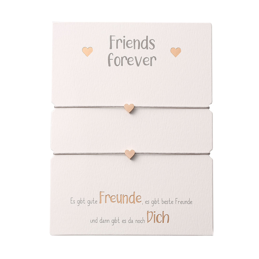 Freundschaftsarmbänder - "Friends forever" rossvergoldet - Herzen