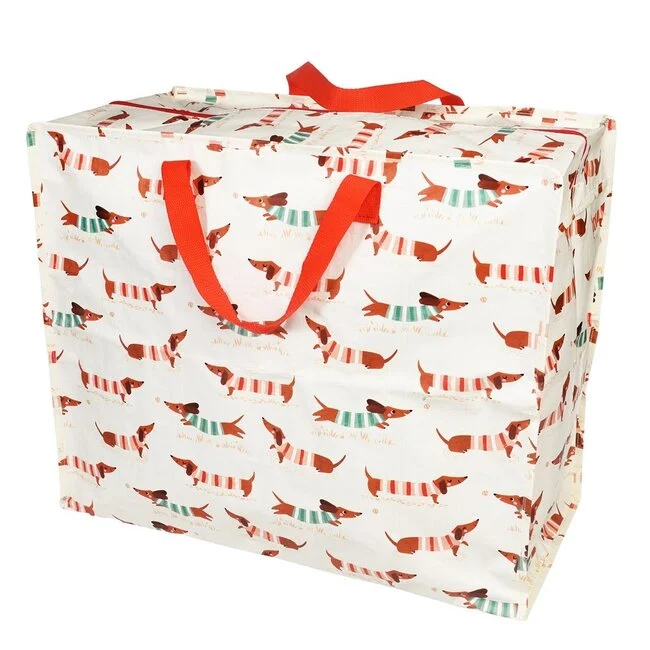 Rex London Retro XXL Riesentasche - Aufbewahrungstasche Motiv Sausage Dog - Dackel