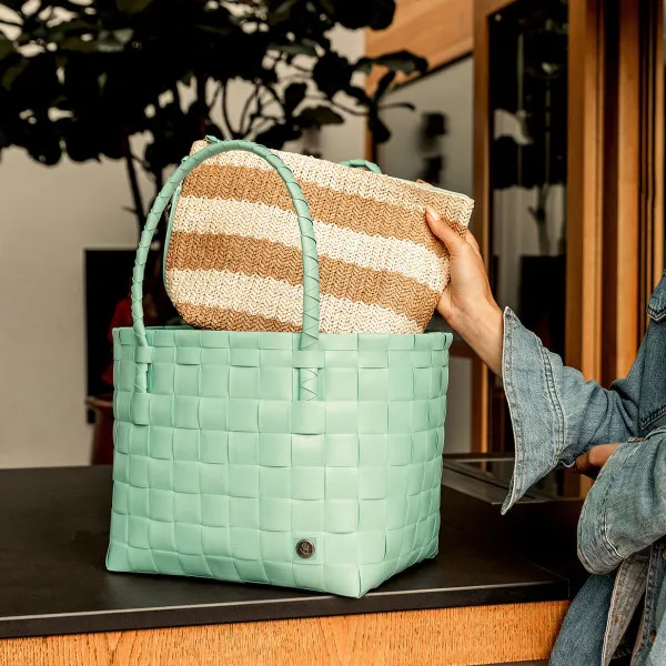 Handed By Kosmetiktasche - Organizer Pouch natur gestreift mit Handschlaufe groß