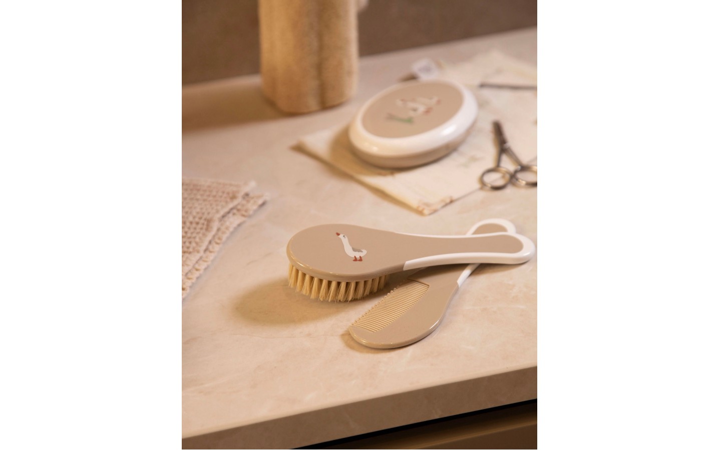 Bebe-Jou Baby Kamm & Bürste Soft Spring Gänse Motiv