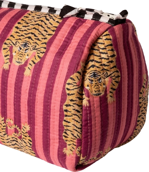 Au Maison Kosmetiktasche Artisan gesteppt Pink mit Tiger 14 x 23 cm