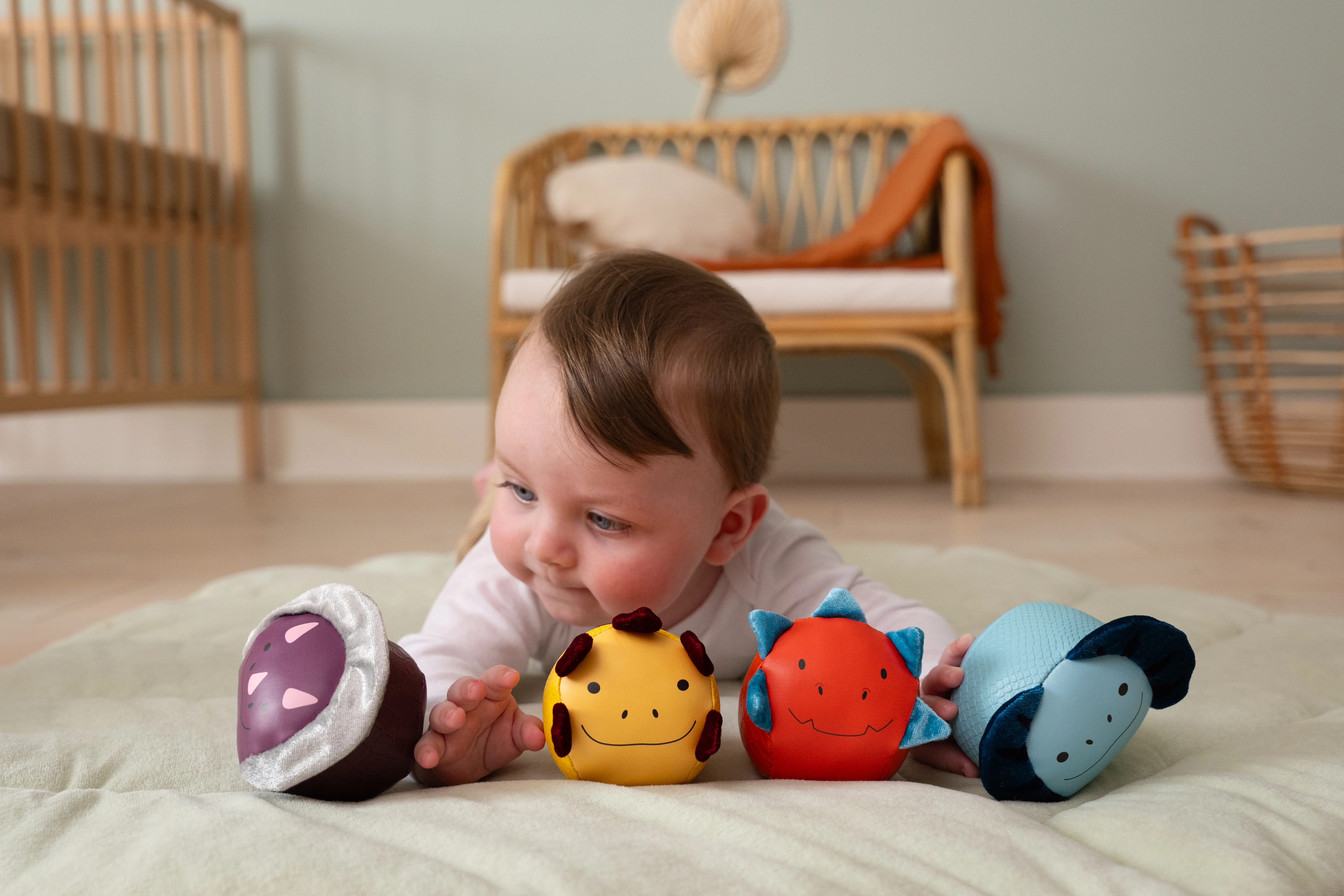 little big friends Sensory Ball Spielzeug für baby, 4er Set.  Dino Friends