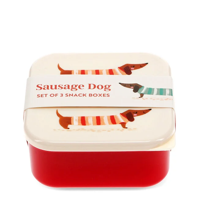 Rex London Brot- und Snackdosen 3er Set Dackel Hund - Sausage Dog
