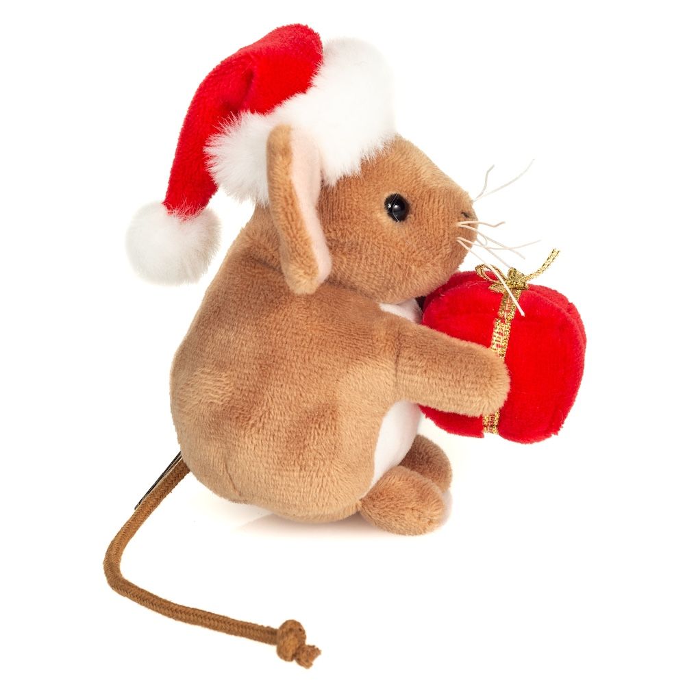 Teddy Hermann Weihnachtsmaus mit Geschenk 11 cm