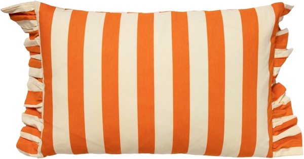 Au Maison Kissenbezug mit Fransen Orange Creme Streifen 60x30cm